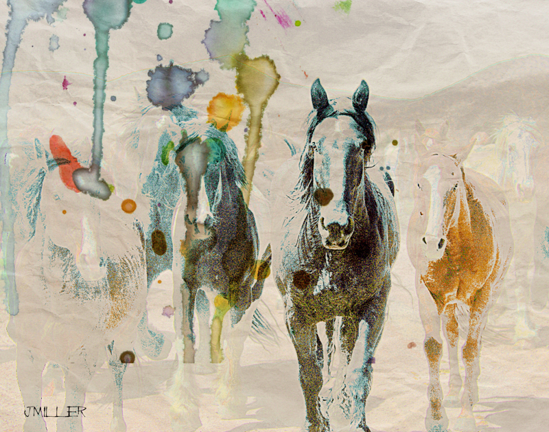 JodyLMiller_Horse Colored Drips Abstract