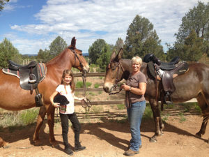 Author Rose Miller and her mules
