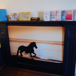 horse photo in fireplace- Seasonal home decor Jody L. Miller